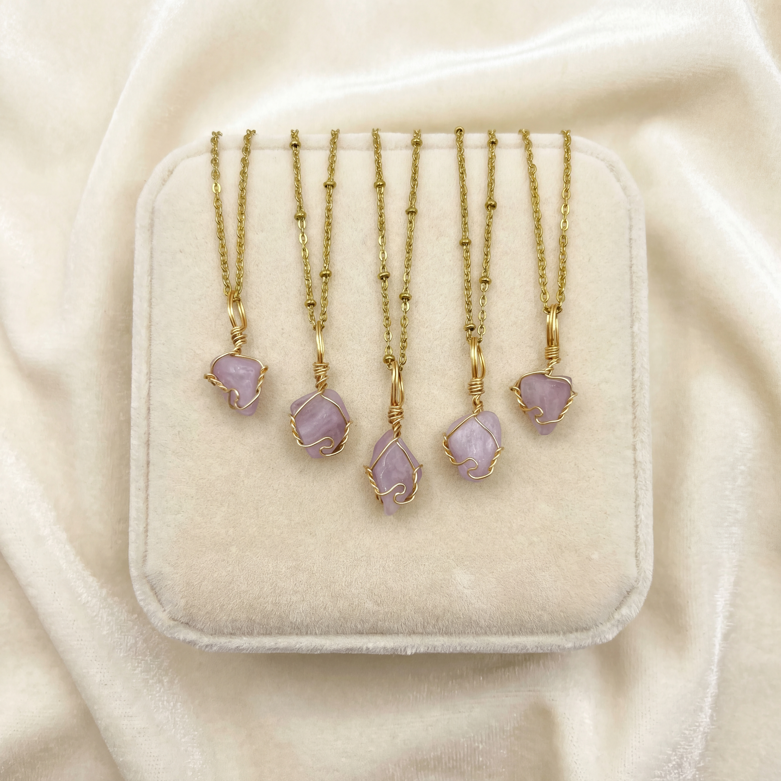The Kunzite Crystal Necklaces - Gold