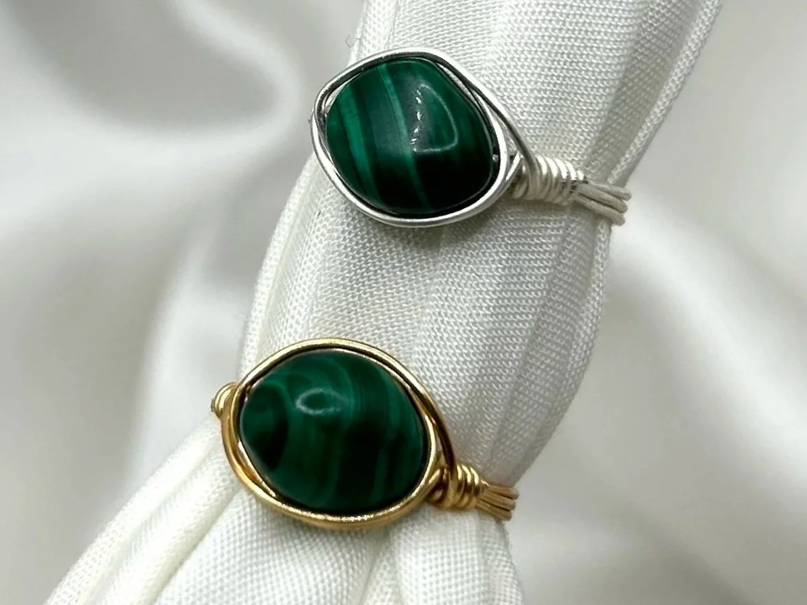 The Crystal Nugget Ring Malachite