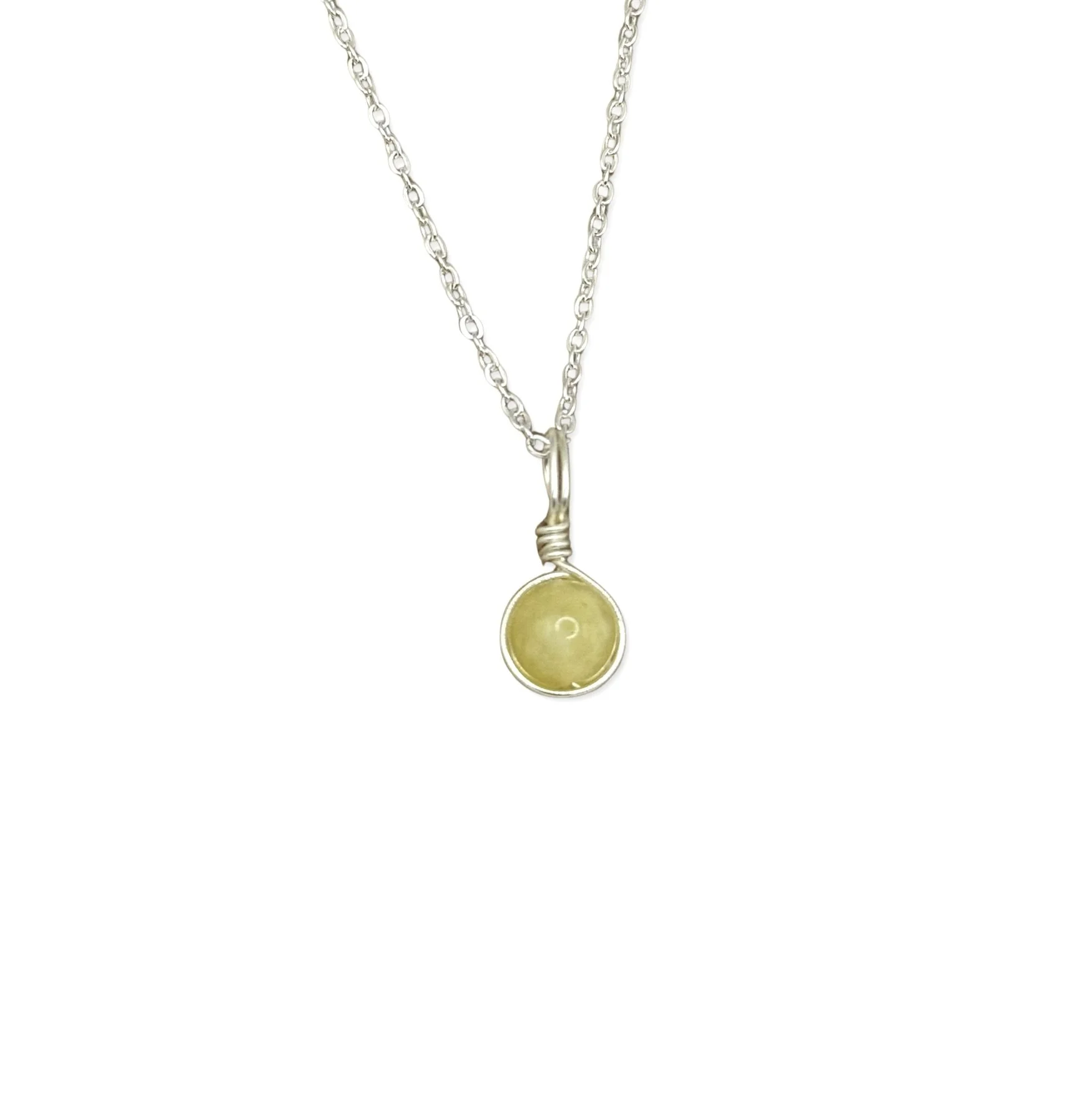 The Citrine Crystal Sphere Necklace - Silver