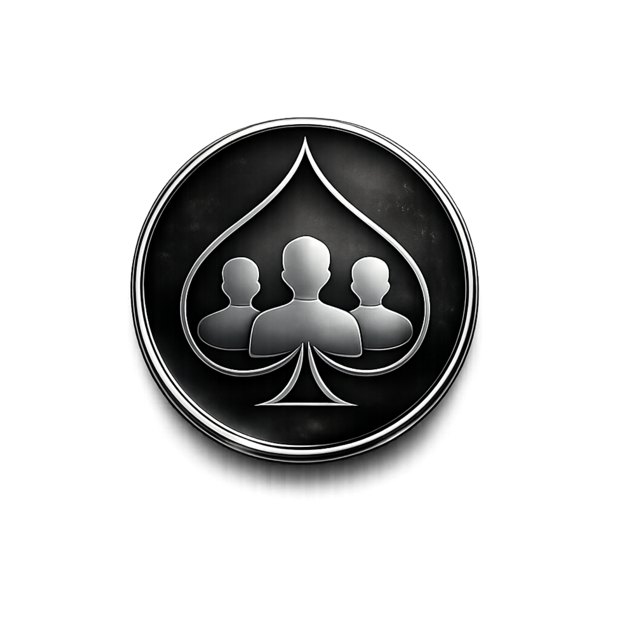 Close-up view of a black and white playing card with a spade symbol containing three smaller spades inside.