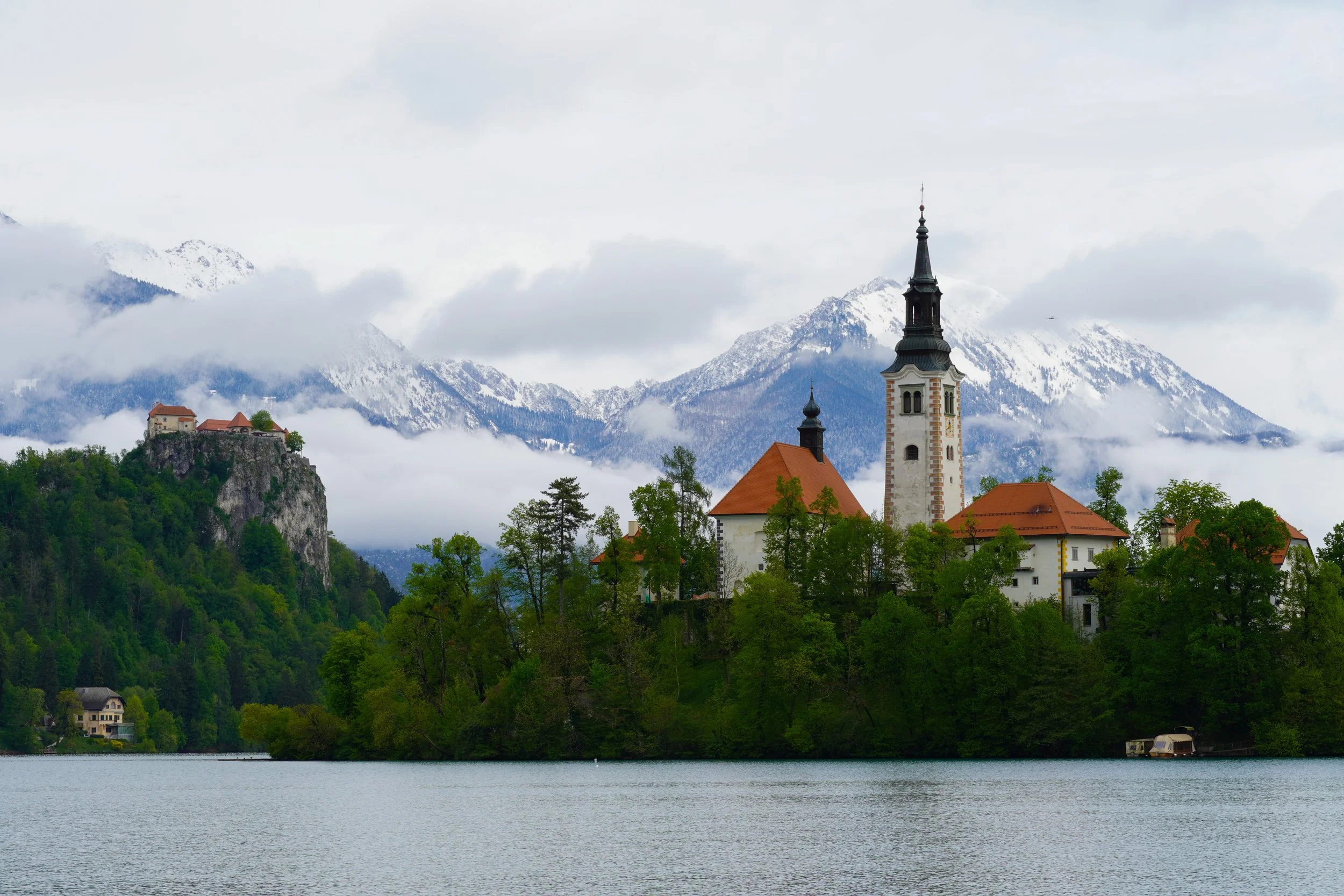 Church and Castle on Lake Bled, Slovenia