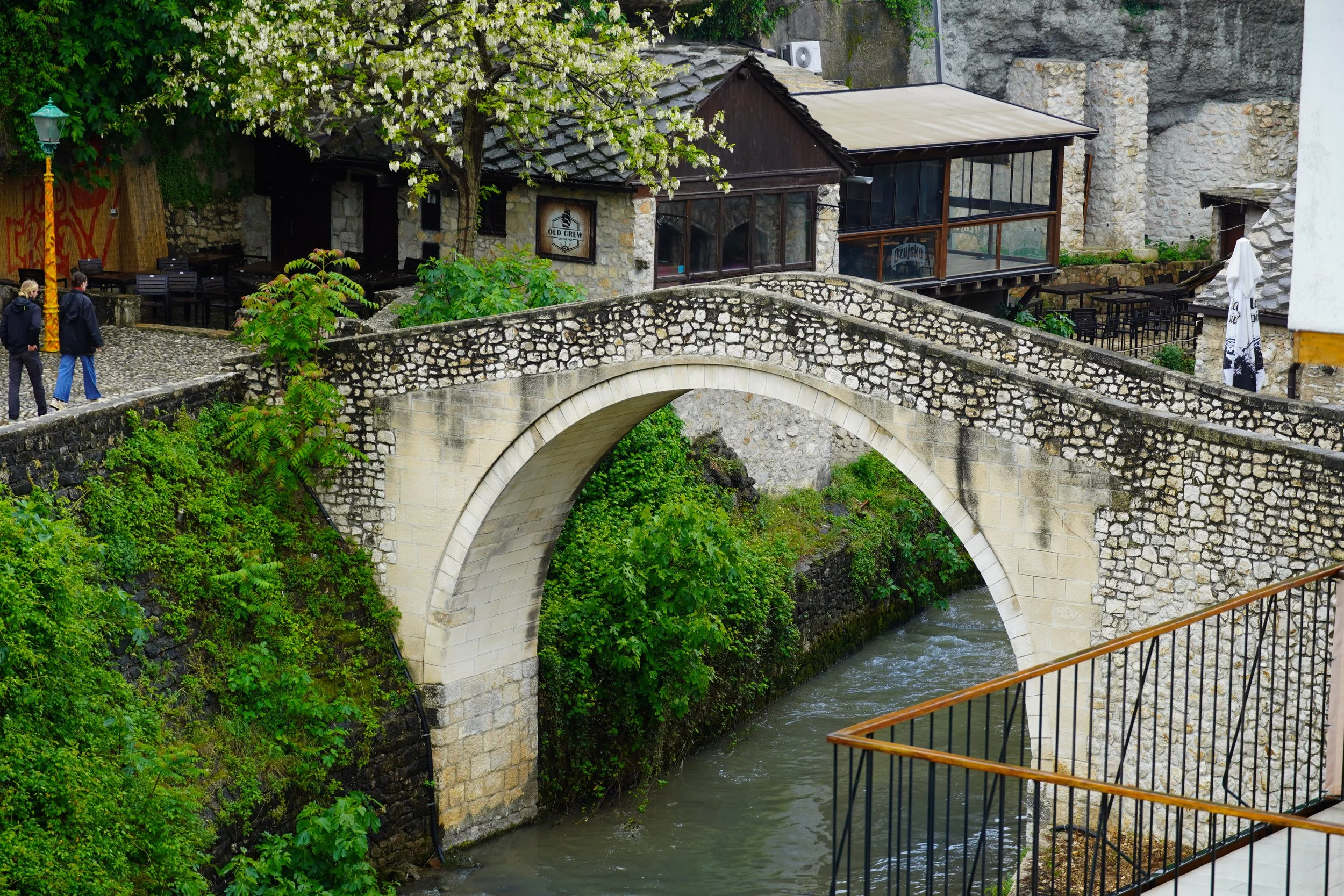 Bridge in Mostar, Bosnia and Herzegovina. April 2024 - 20 years after reconstruction of Stari Most.