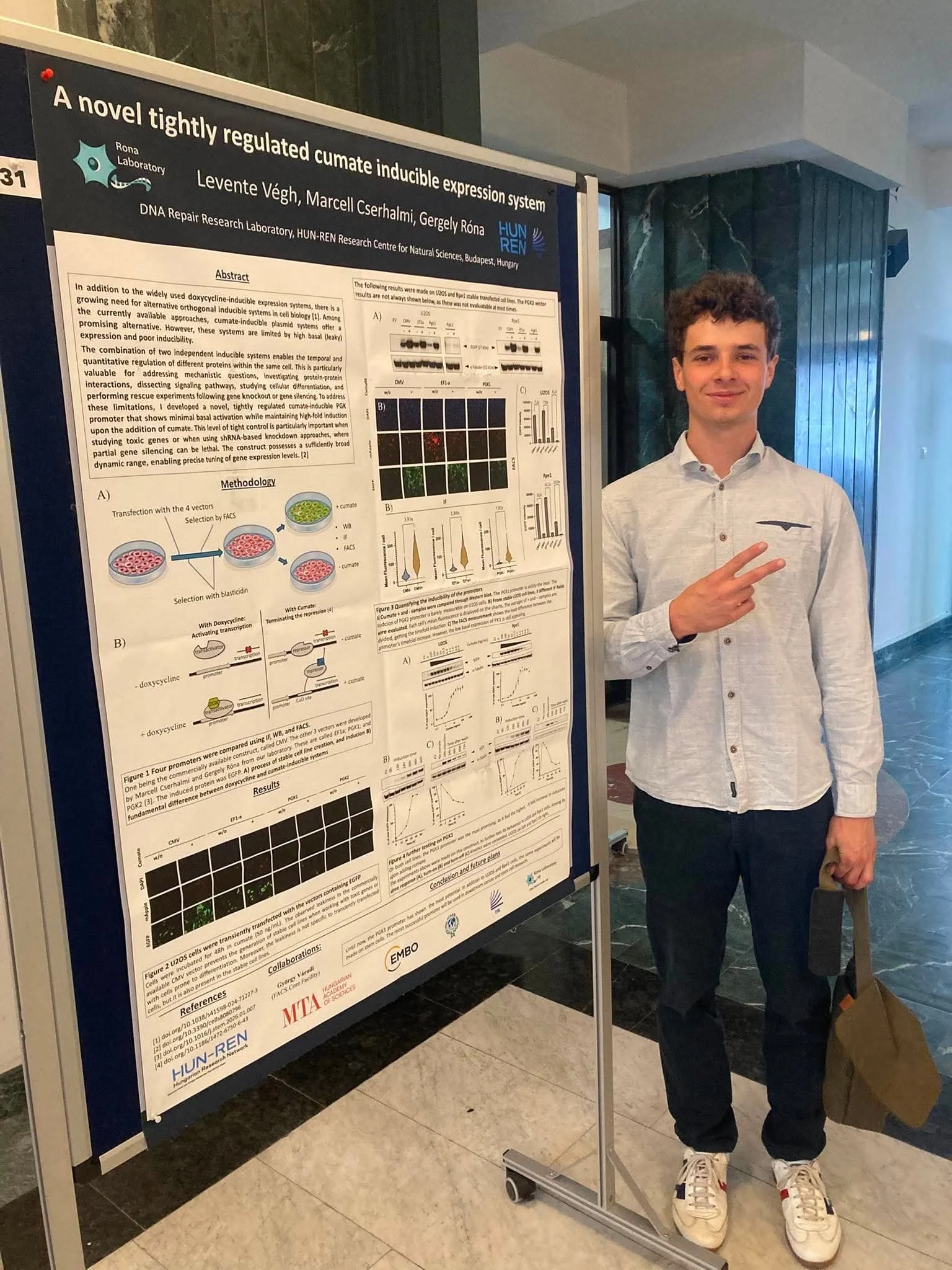 Levi presenting his poster at the 14th Central European Genome Stability and Dynamics Meeting