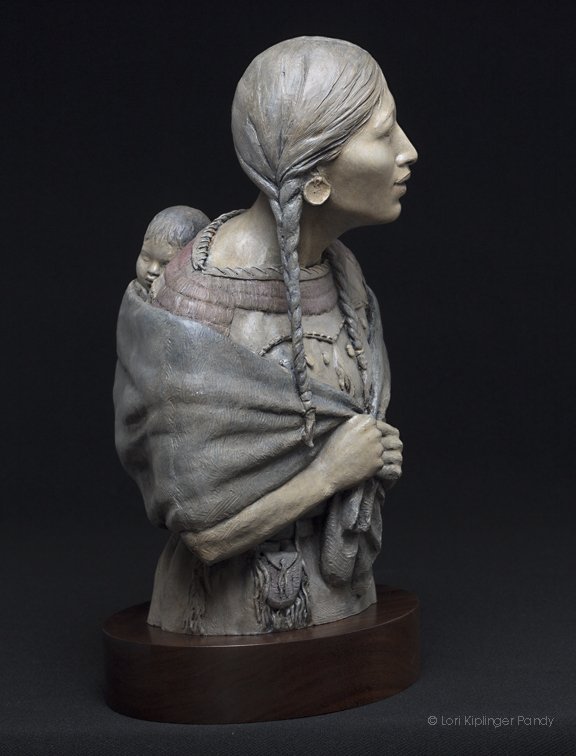 Do You Know Me Still? Cast Stone sculpture of Sacagawea and her baby