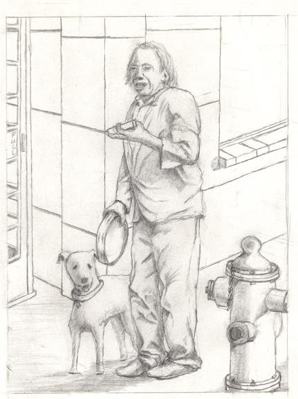 Hey Mr. Tambourine Man (Study) / Graphite on Paper