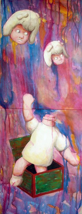 Doppleheader (Dyptic) / Acrylic on Canvas, 20"x48"