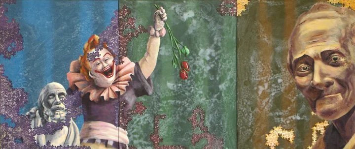 Killing Him Softly (Tyrptic) / Acrylic on Canvas on Panel, 66"x28"