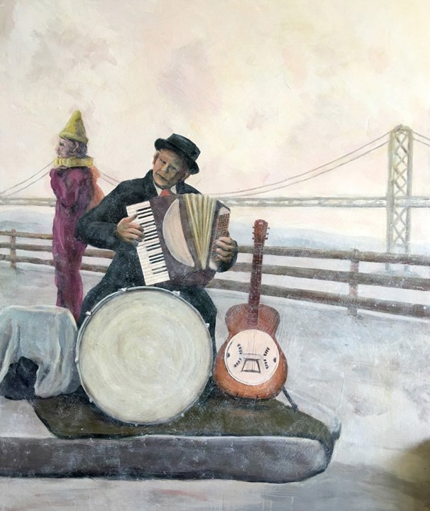 One Man Port Authority Band / Acrylic on Panel, 30"x40"