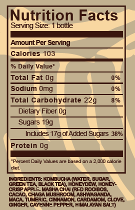 Apple + Chai Nutrition Fact Label