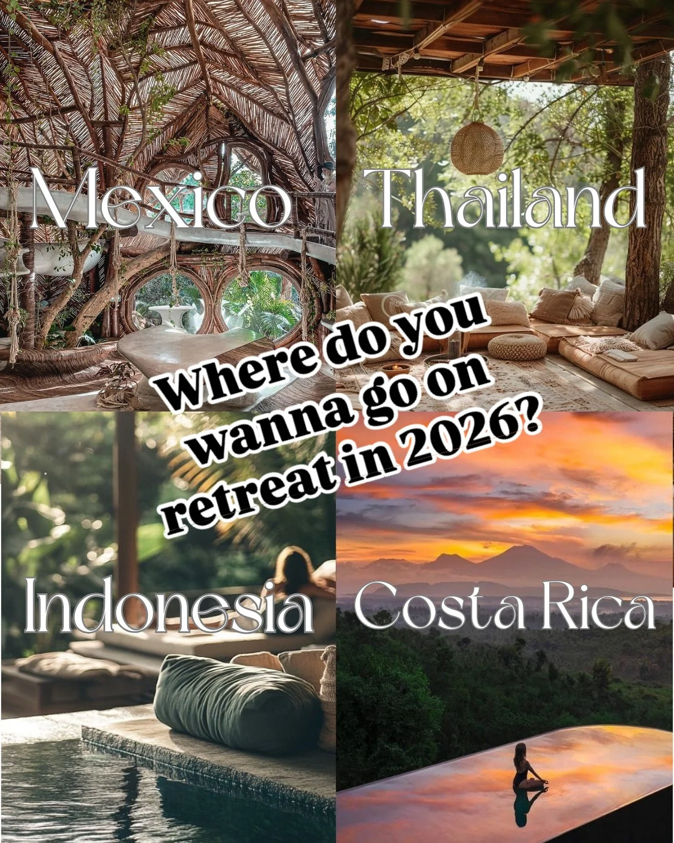 We&rsquo;re polling for international retreat locations in 2026! Indonesia, Thailand, Mexico (Pacific Coast) or Costa Rica&hellip;

Click the link in bio to vote!✅

#yogaretreat #retreat #renew
