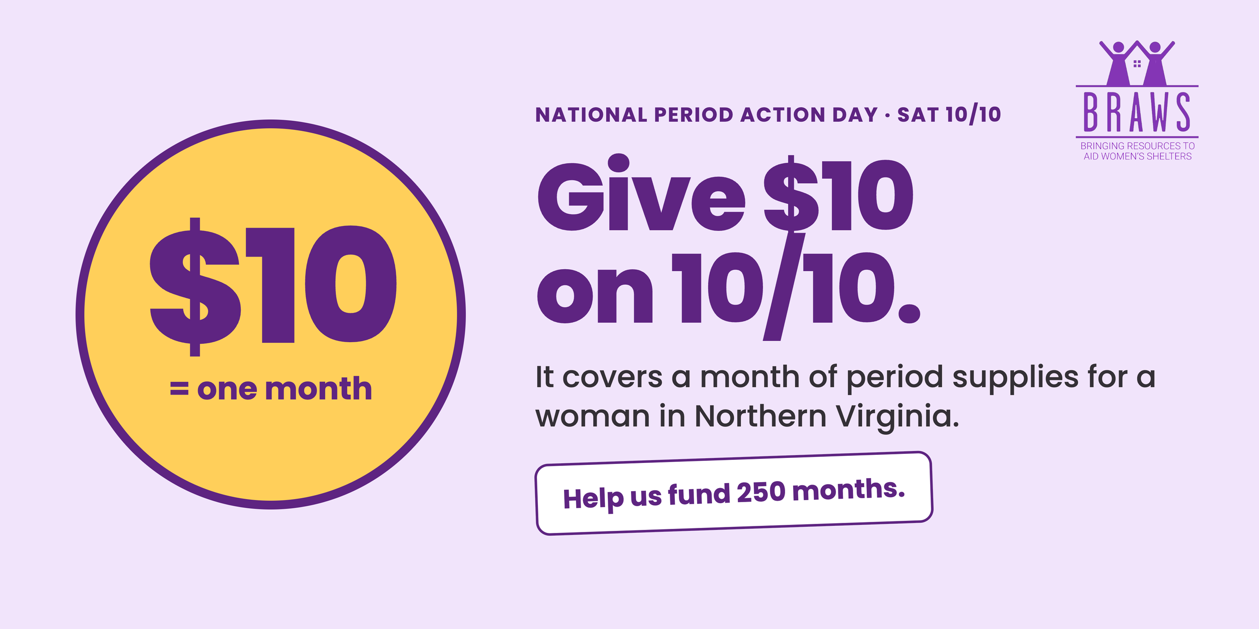 Ten on the Tenth: Give $10 for Period Action Day | BRAWS