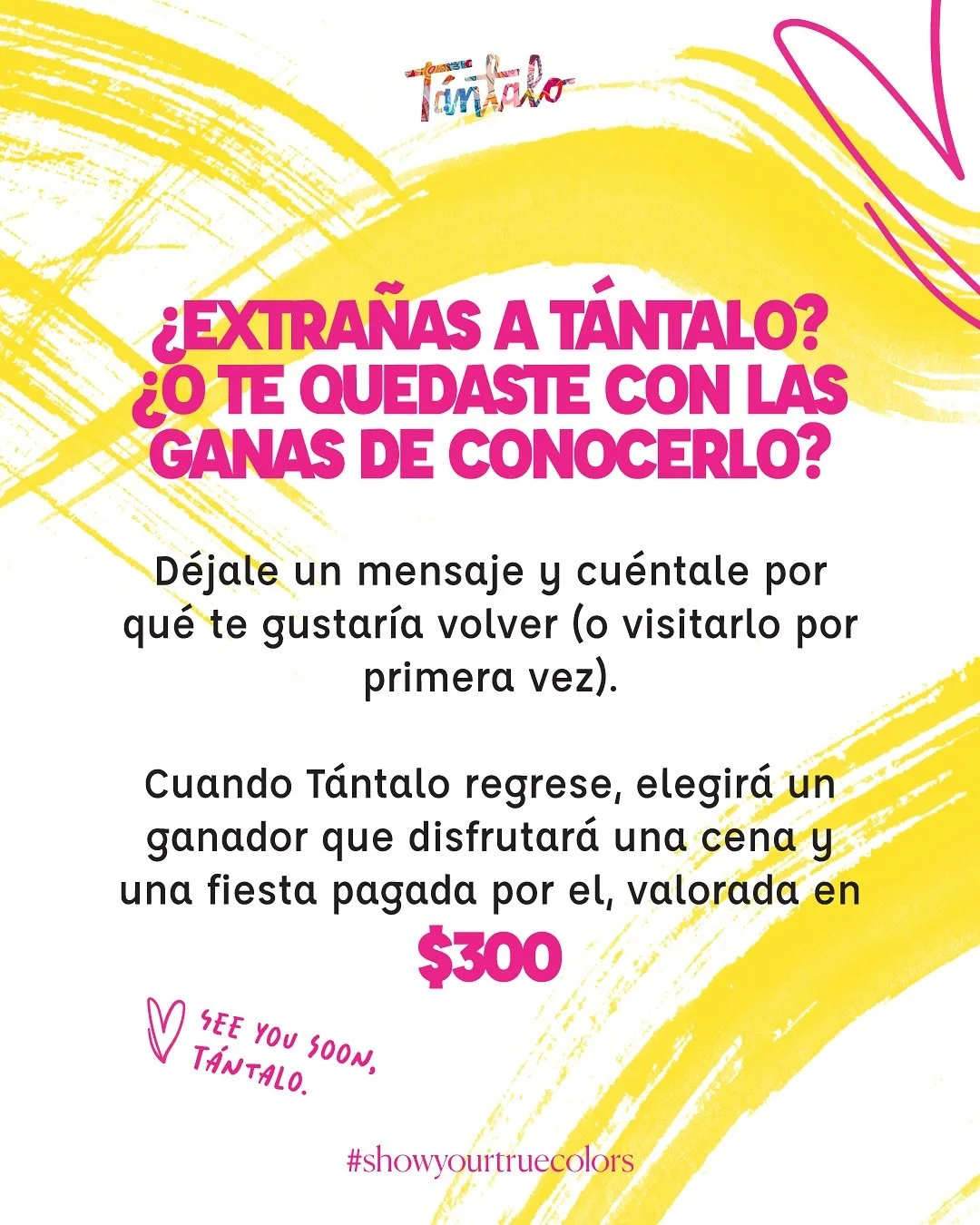 GANA $300 con T&aacute;ntalo Panam&aacute; 🤑🔥

&iquest;Extra&ntilde;as a T&aacute;ntalo? &iquest;O te quedaste con las ganas de conocerlo? 🌃✨

Sigue las instrucciones del post y participa por un premio mientras nos cuentas por qu&eacute; te gustar