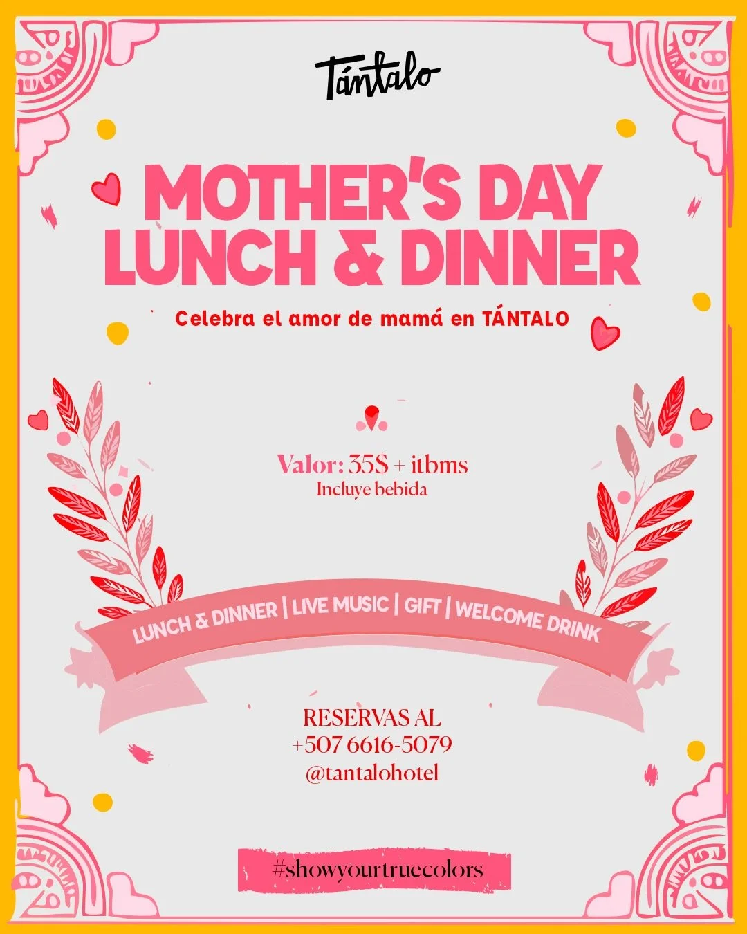 🌸 Mother&rsquo;s Day Lunch &amp; Dinner en T&aacute;ntalo 🌸
&iexcl;Celebremos el amor de mam&aacute; en el coraz&oacute;n del Casco Antiguo!

Este 8 de diciembre disfruta una experiencia gastron&oacute;mica exclusiva que incluye:
✨ Lunch &amp; Dinn