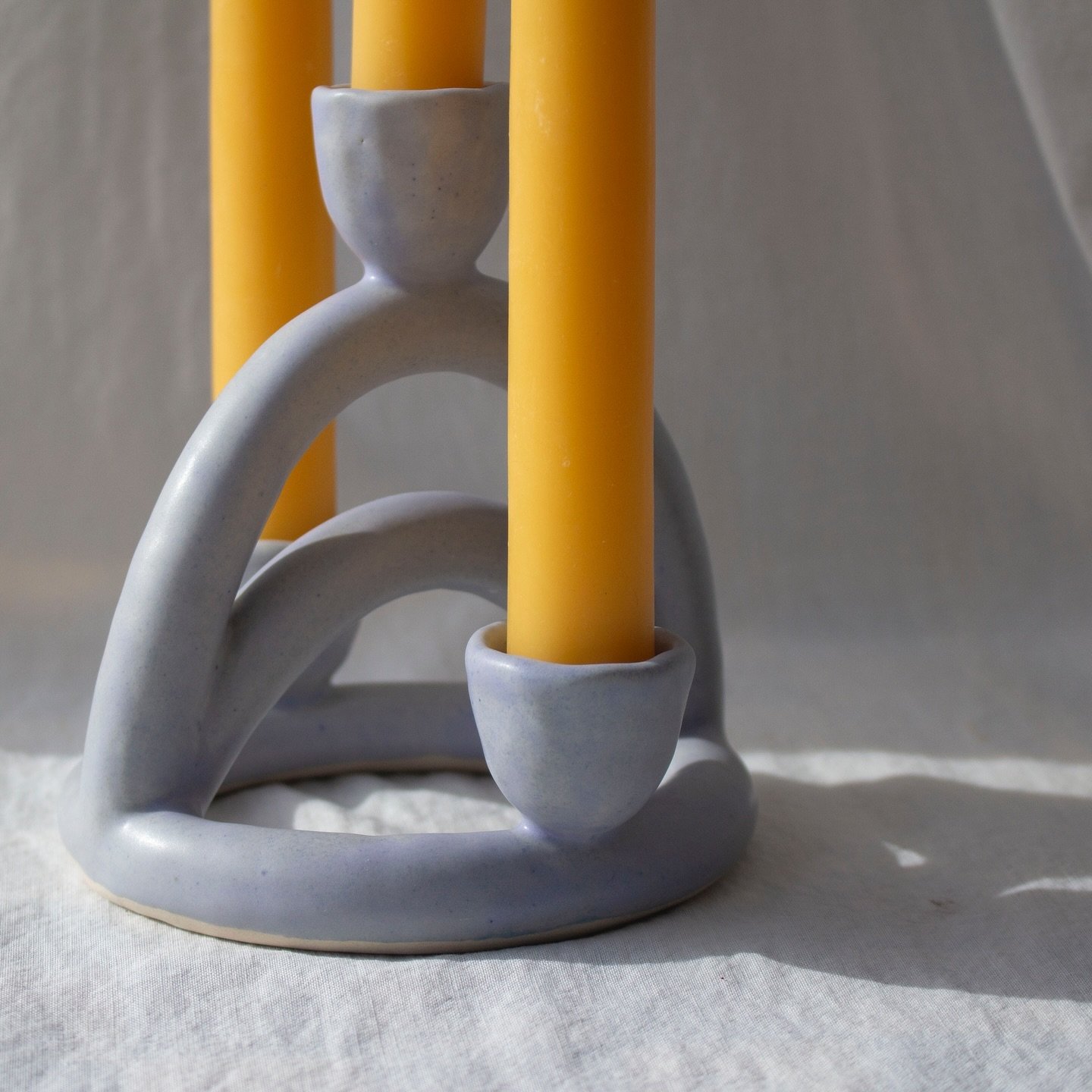 Soft blue candelabra - I love the colour together with some nice beeswax candle sticks! My batch of work for @petitmagasin___ is en route to Montreal as we speak, keep your fingers crossed that everything makes it intact!! 🤞🏼
.
.
.
#candelabra #can