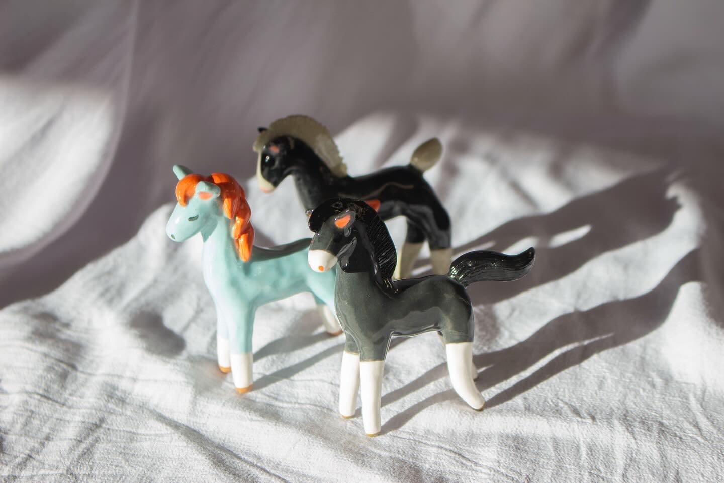 Introducing the Pony Pals: Serge, Anthony (goes by Antonio), and Thomas. They&rsquo;re here with me @togatherchinatown COME SAY HI!
.
.
.
#problematicponies #ponypals #yearofthehorse #ceramicponies #pottery #ceramics