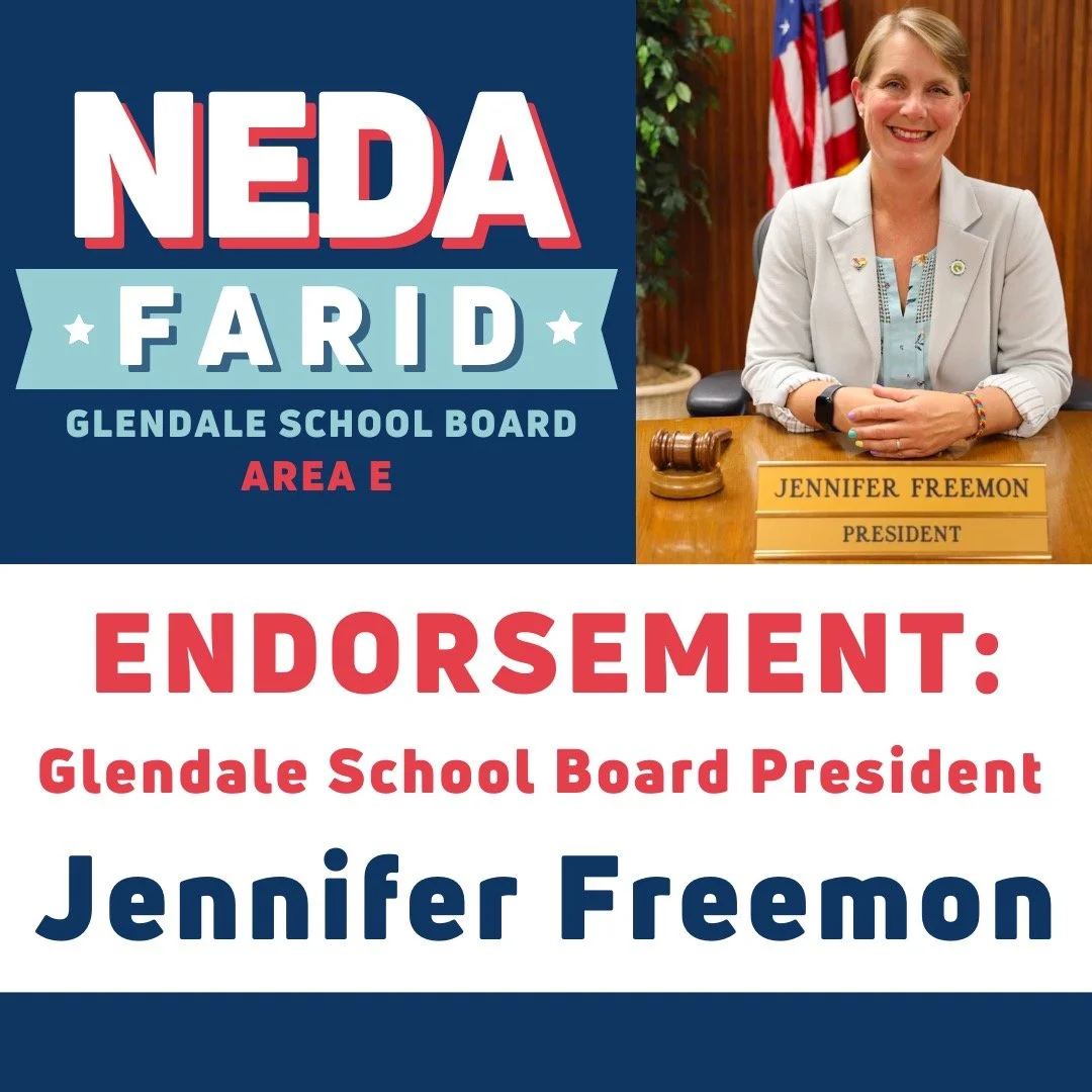 Glendale School Board President Jennifer Freemon endorses Neda Farid