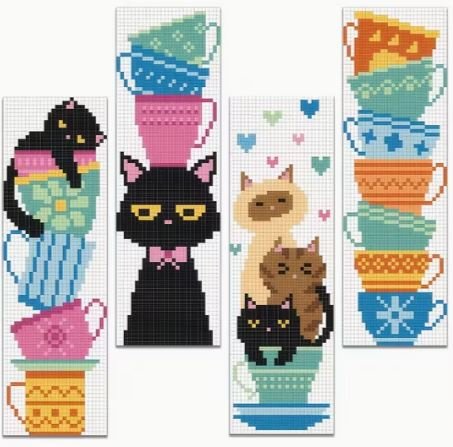 Bookmark Stitching with the Kitties 