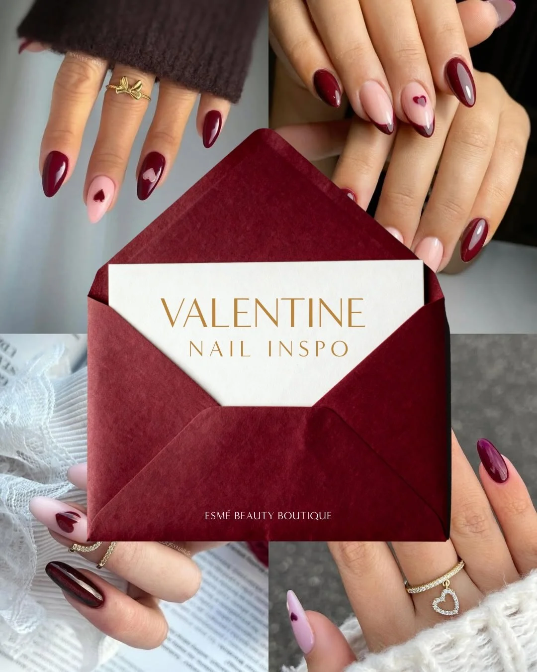 Love looks different on everyone 🤍
Soft pinks, deep reds, tiny hearts, bold statements &mdash;
from self-love to soulmates, we&rsquo;ve crafted nail sets that feel like you.

Book your Valentine nails at ESM&Eacute; Beauty Boutique.

_________

ESM&