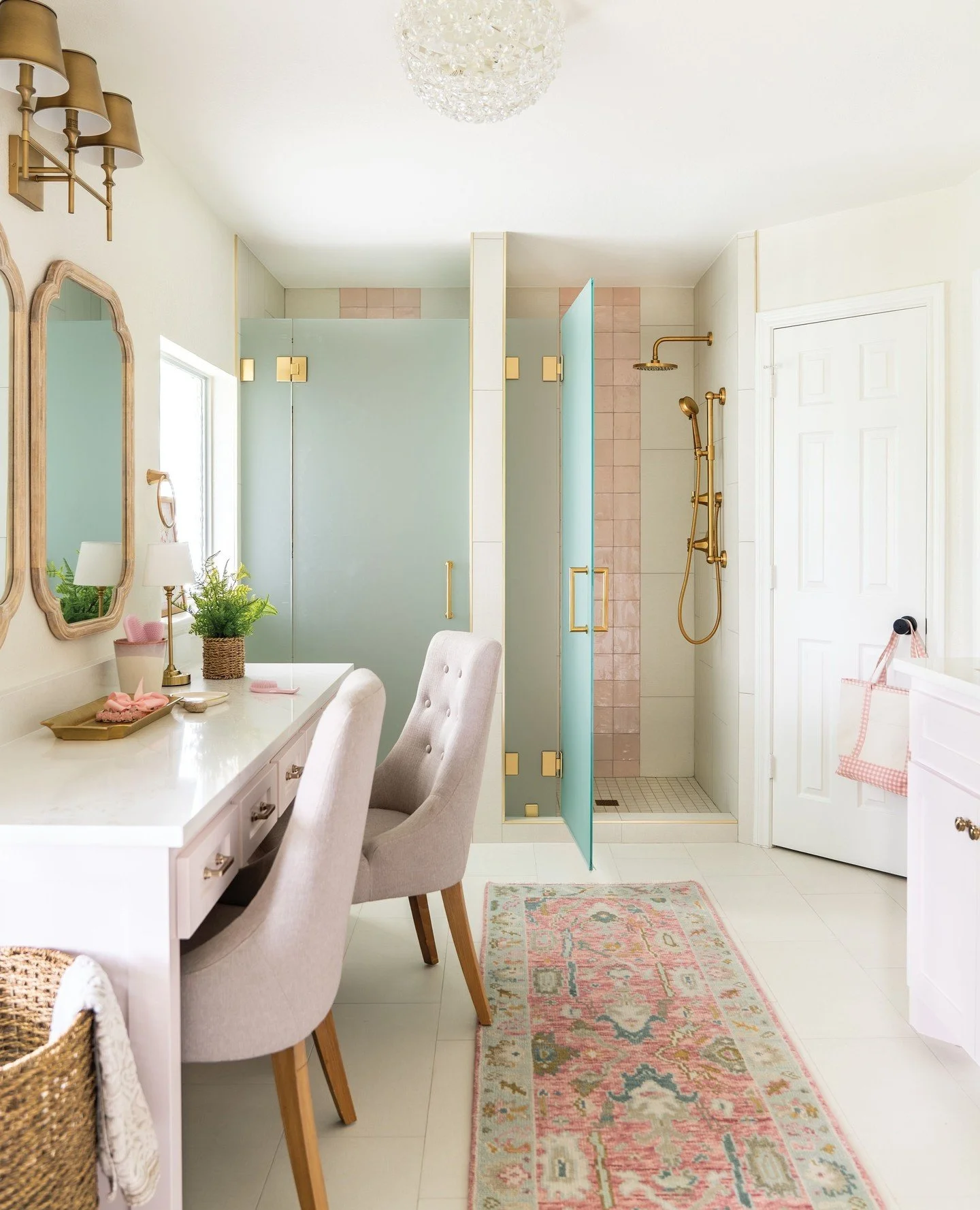 One of our girliest transformations yet from our Treehouse Lane project! ✨️⁠
⁠
The parents in this home surprised their 4 daughters with the shared bunk room and bathroom of their dreams. Just wait until you see the bedroom!!!⁠
⁠
These little girls a