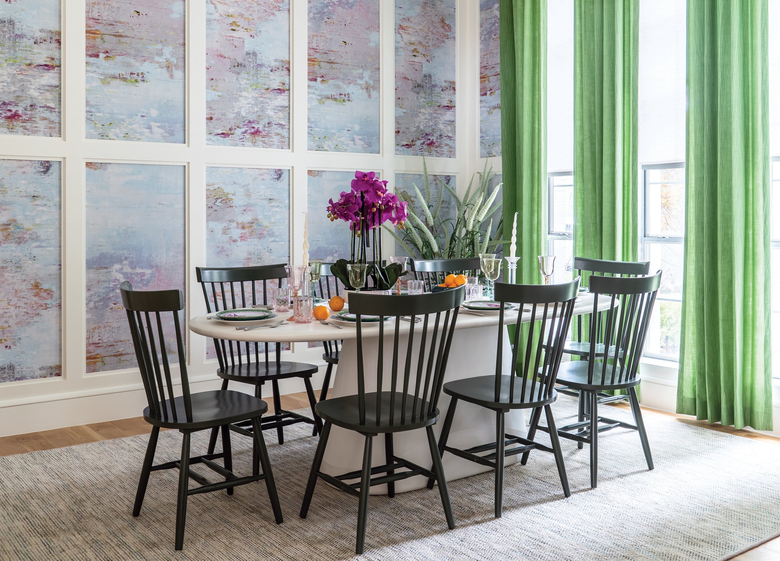 Formal Colorful Dining Room