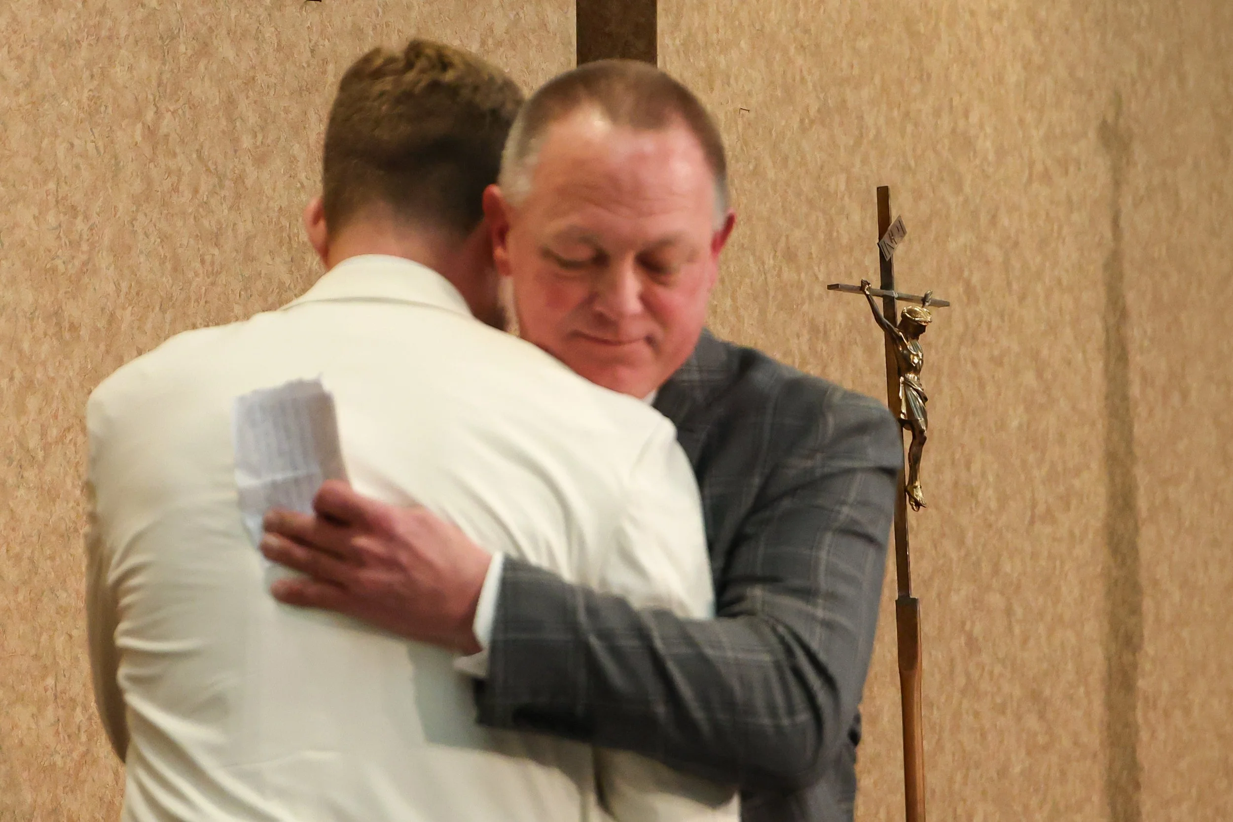 Speaking: Monsignor E. Schmit Youth Foundation Dinner. Hugging coach Mielcarek of Central Catholic baseball out of Toledo 