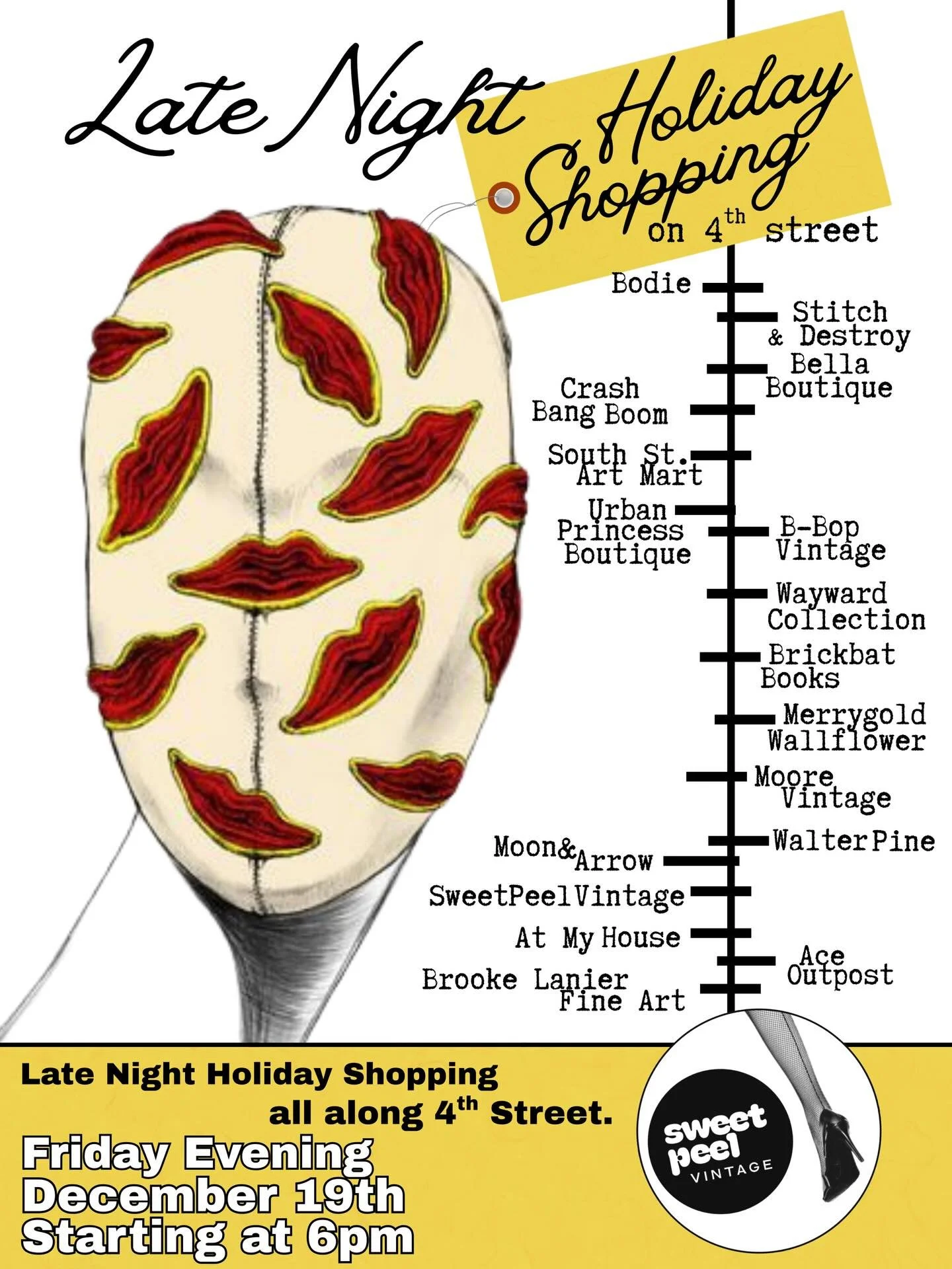 Join us on 4th street, one week from today! Our shop along with many others all along 4th street are staying opening for some late night shopping. Other shops will be offering bites, discounts and sips.
We&rsquo;ll be hosting your favorite, @venus_in