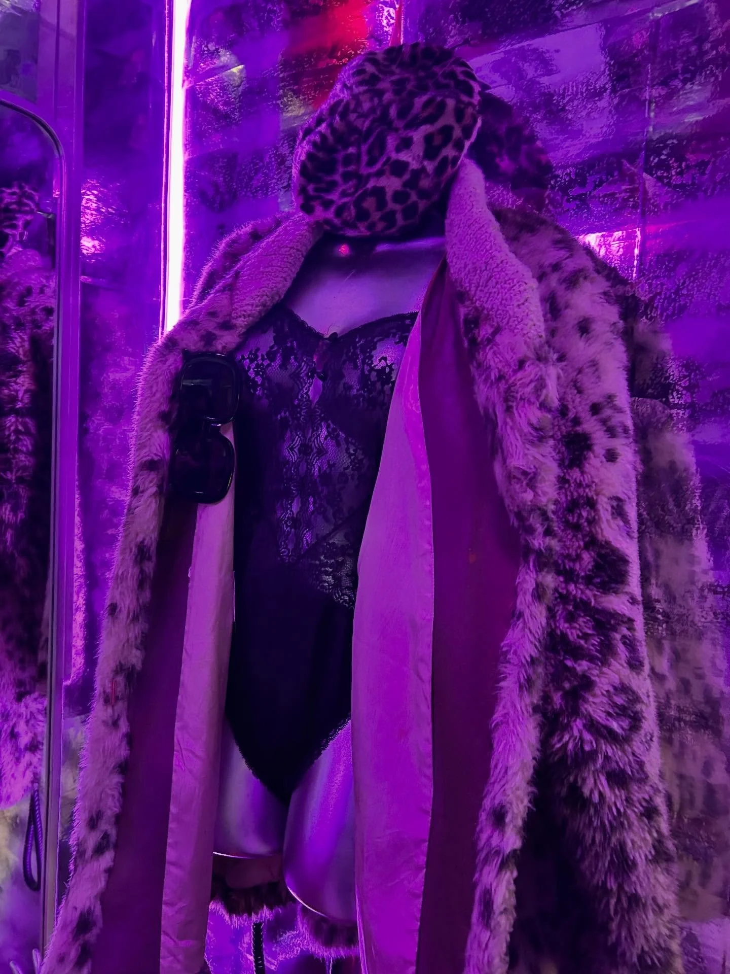 Come checkout our selection of unique pieces, like this lingerie from Paris and and faux fur leopard print jacket! Open Saturday from 11 to 6!