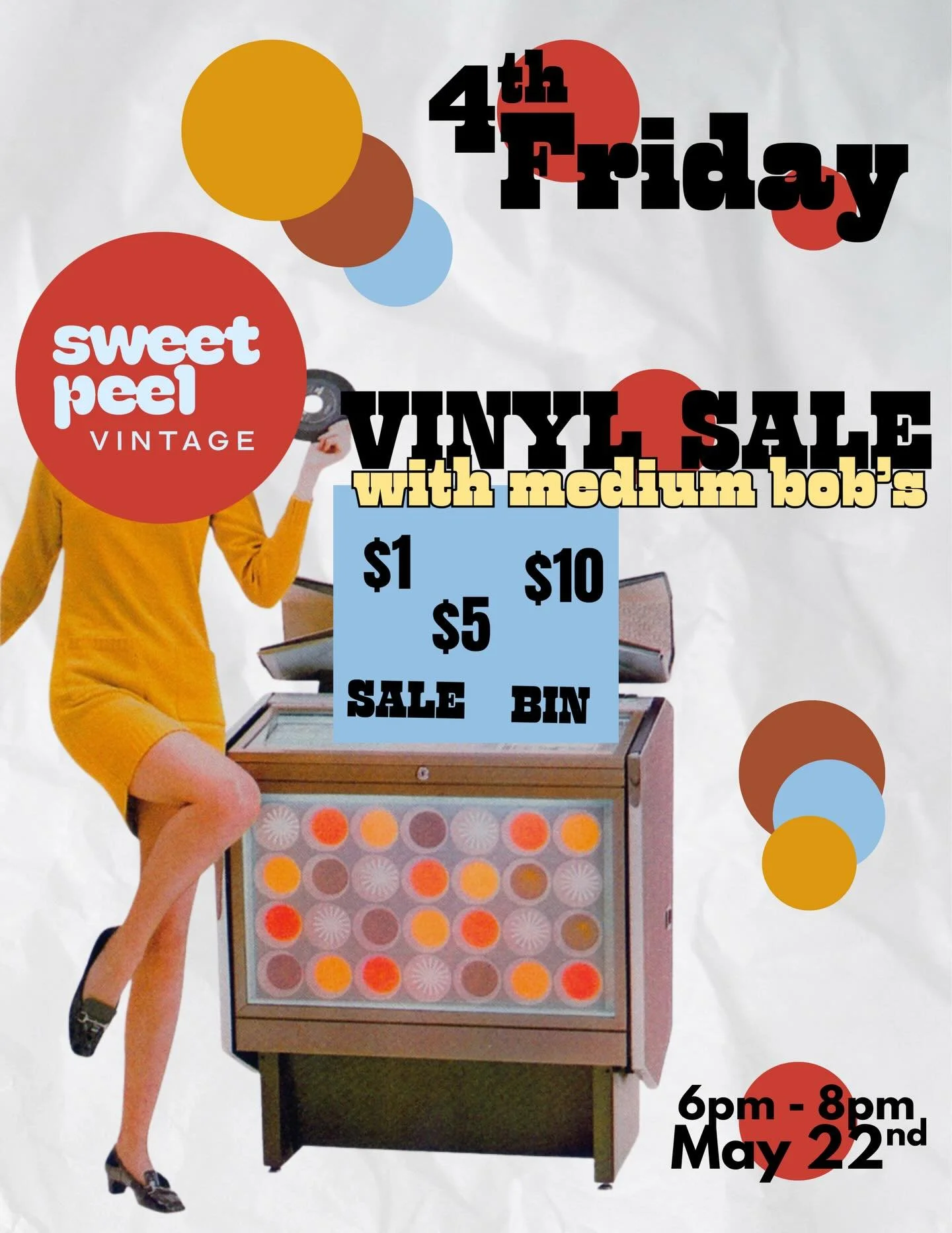 Fourth Friday is around the corner and we&rsquo;re hosting in house record dealer @mediumbobs for a night of wheelin and dealin ✨
When &bull; 4th Friday &bull; May 22nd
Time &bull; 6pm to 8pm
Where &bull; 744 S 4th Street 
🖤
