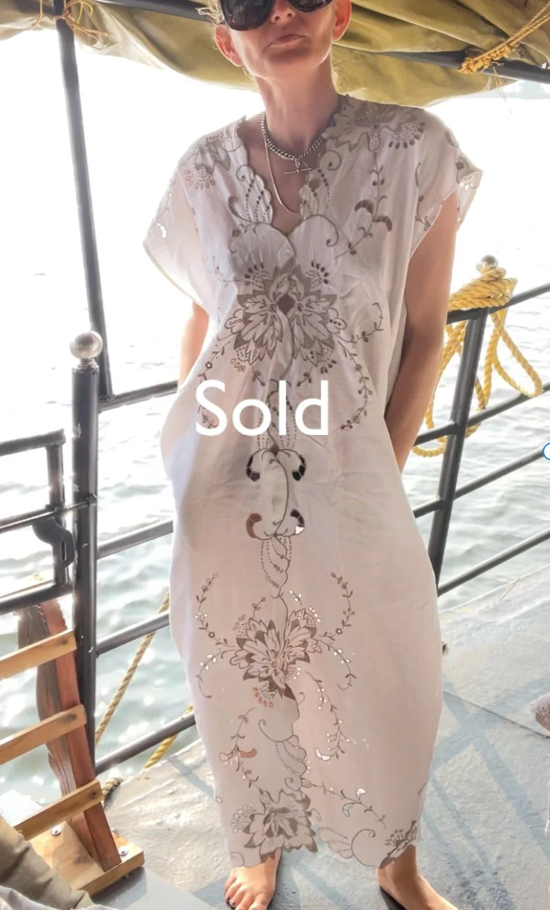 Ivory linen column dress, size 8-12