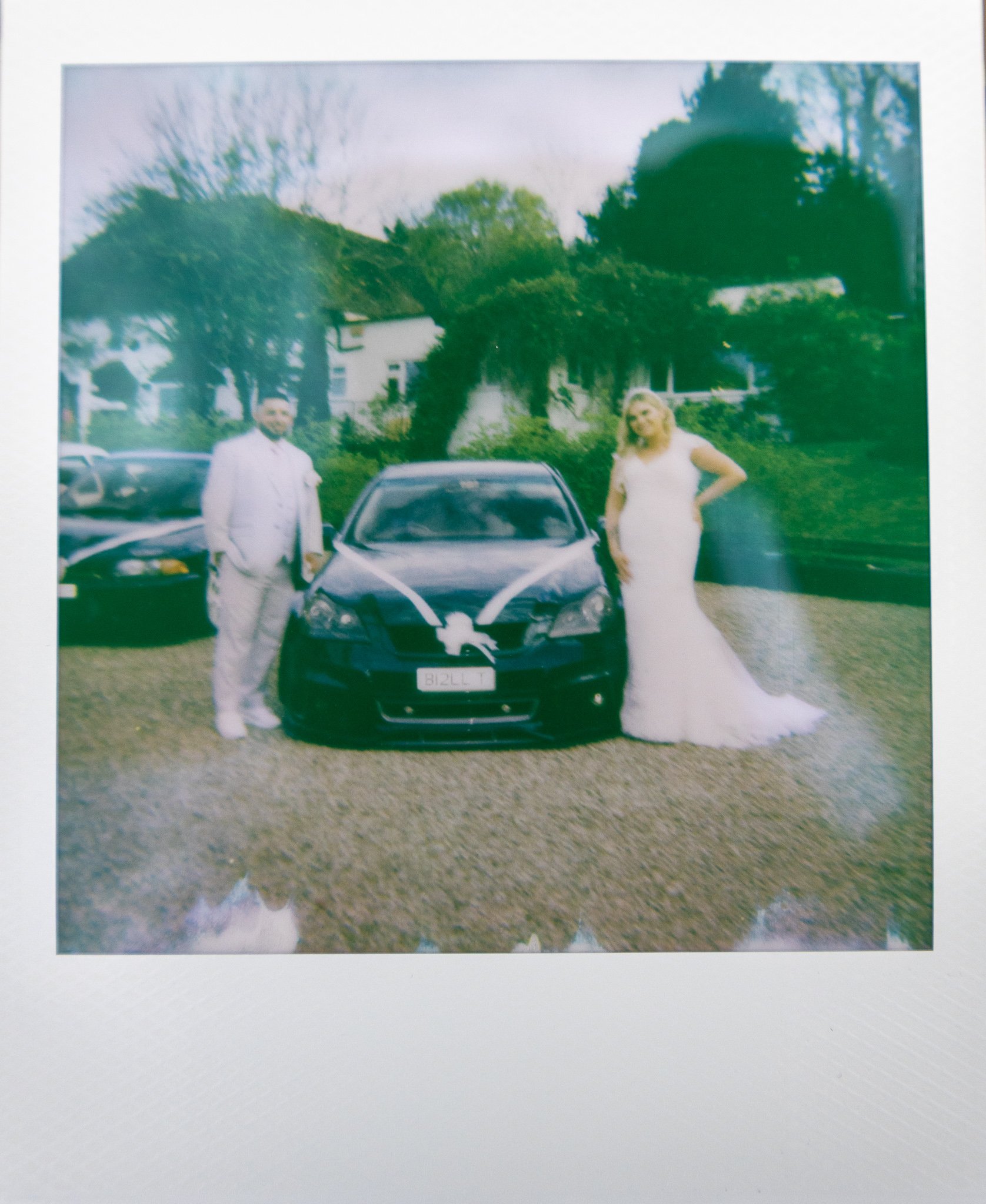 Polaroid wedding automotive photography, Bride and groom portraits, film