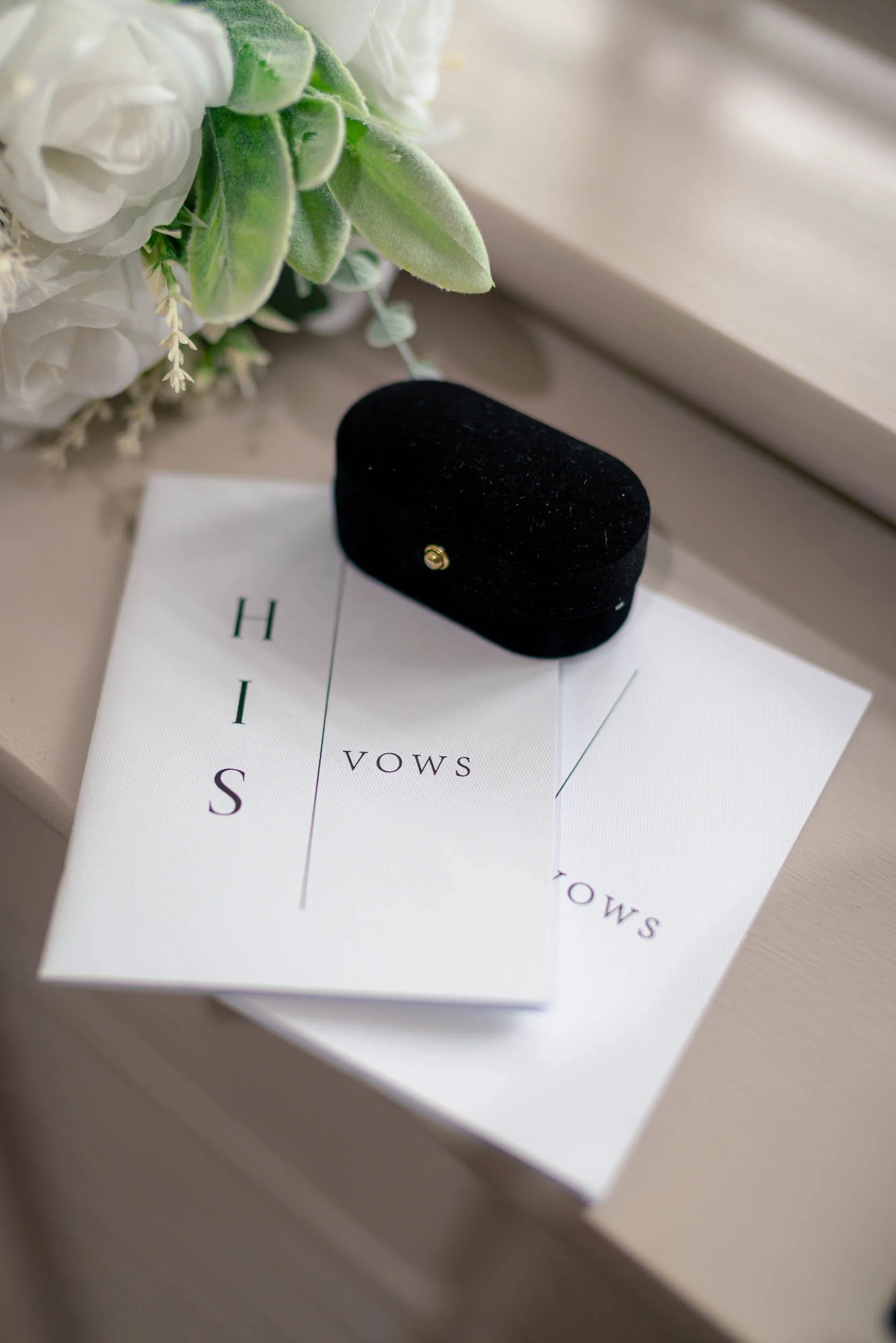 Bride and groom vows on table