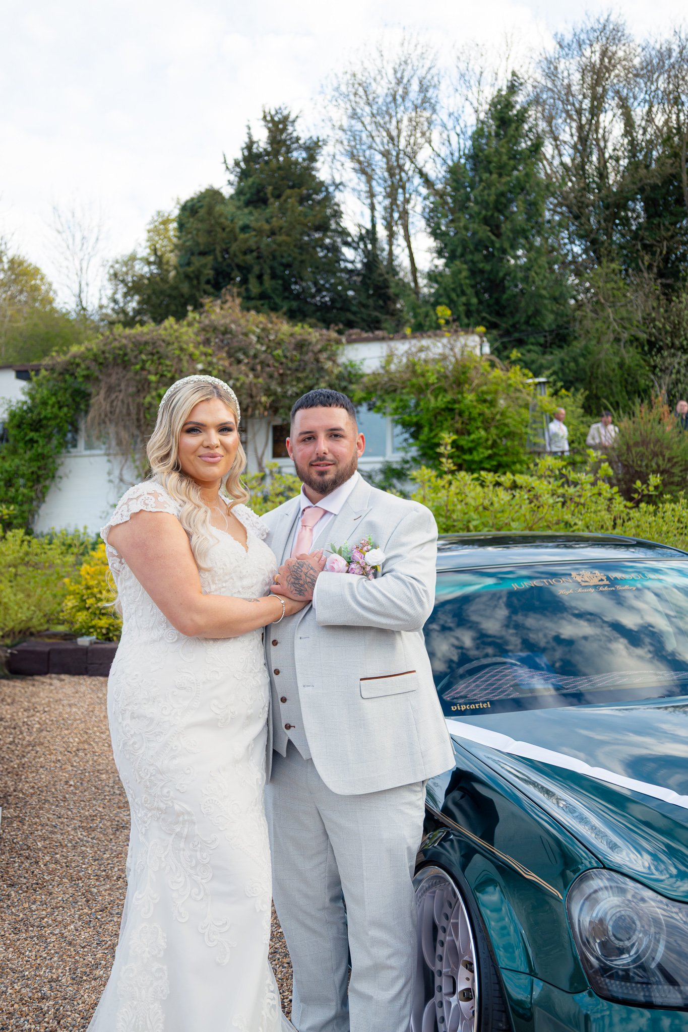 Bride and Groom Photo with their car Automotive wedding, Portraits, The Orchard, Maidstone