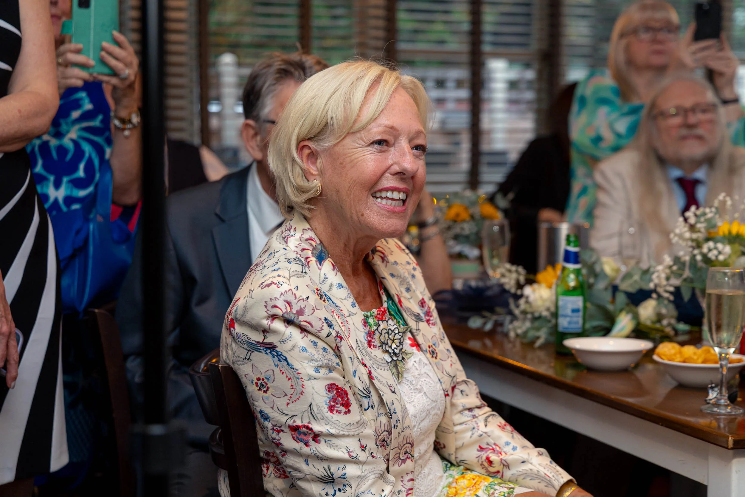 Friend laughing during speeches
