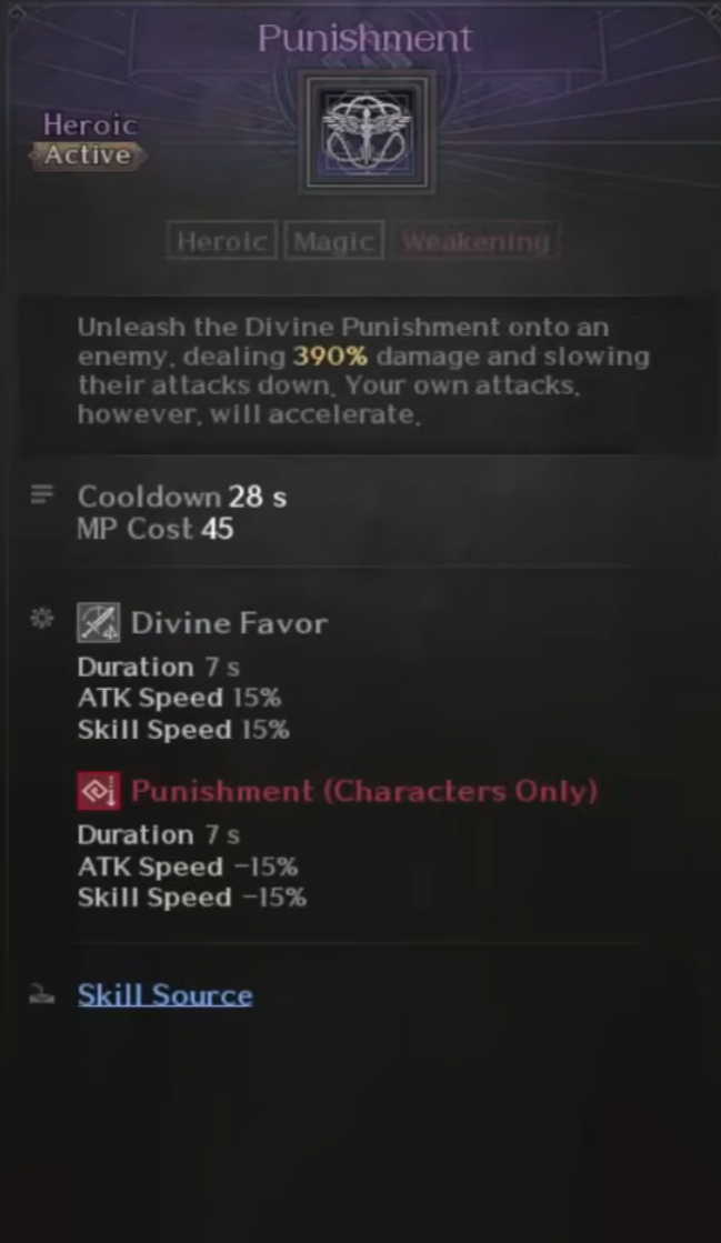 Divine Caster, Healer, Skills, Punishment