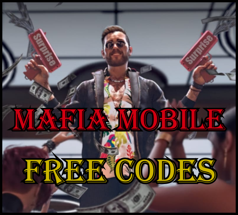 A man in sunglasses with money in his hands, standing in a laundromat, with the text "Mafia Mobile" and "Free Codes" overlaid.