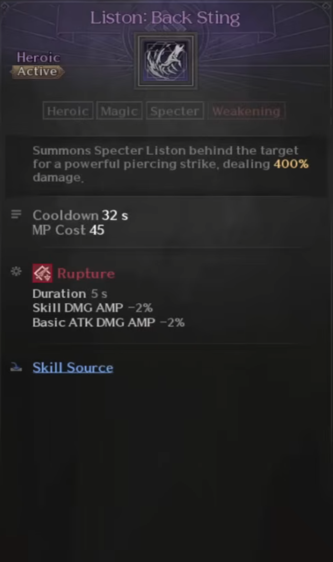 Death Bringer, Skills, Liston Back Sting, Raven 2