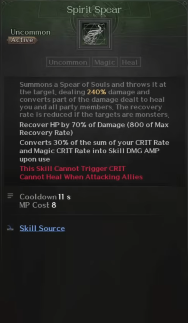 Death Bringer, Skills, Spirit Spear, Raven 2