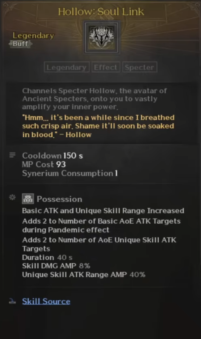 Death Bringer, Skills, Hollow Soul Link, Raven 2