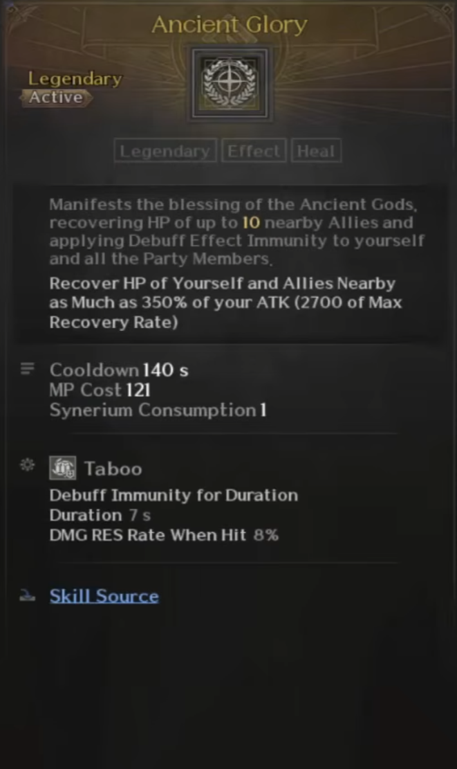 Divine Caster, Healer, Skills, Ancient Glory