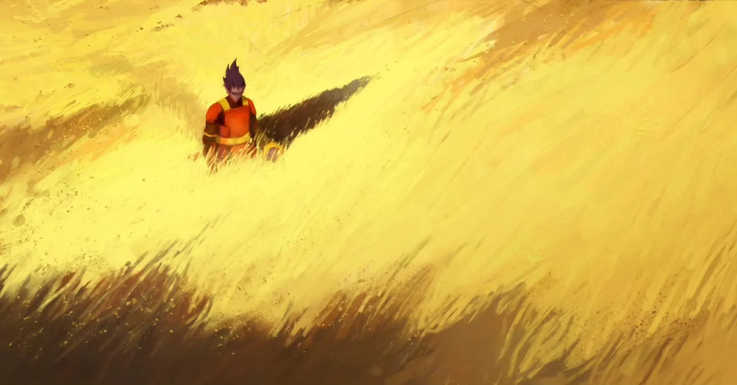 "Right there in that field, he felt the weight of his lonesome existence."

I find it hard to grasp what it is, but there's something magical about how wheat fields look under the bright sunlight.

#wheatfield #brightsun #digitalpainting #d