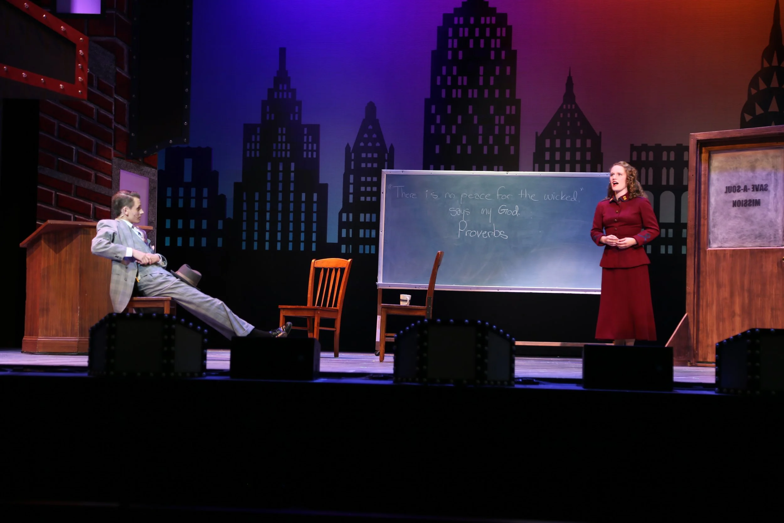 Sky Masterson in the Dobbins Conservatory's production of Guys and Dolls