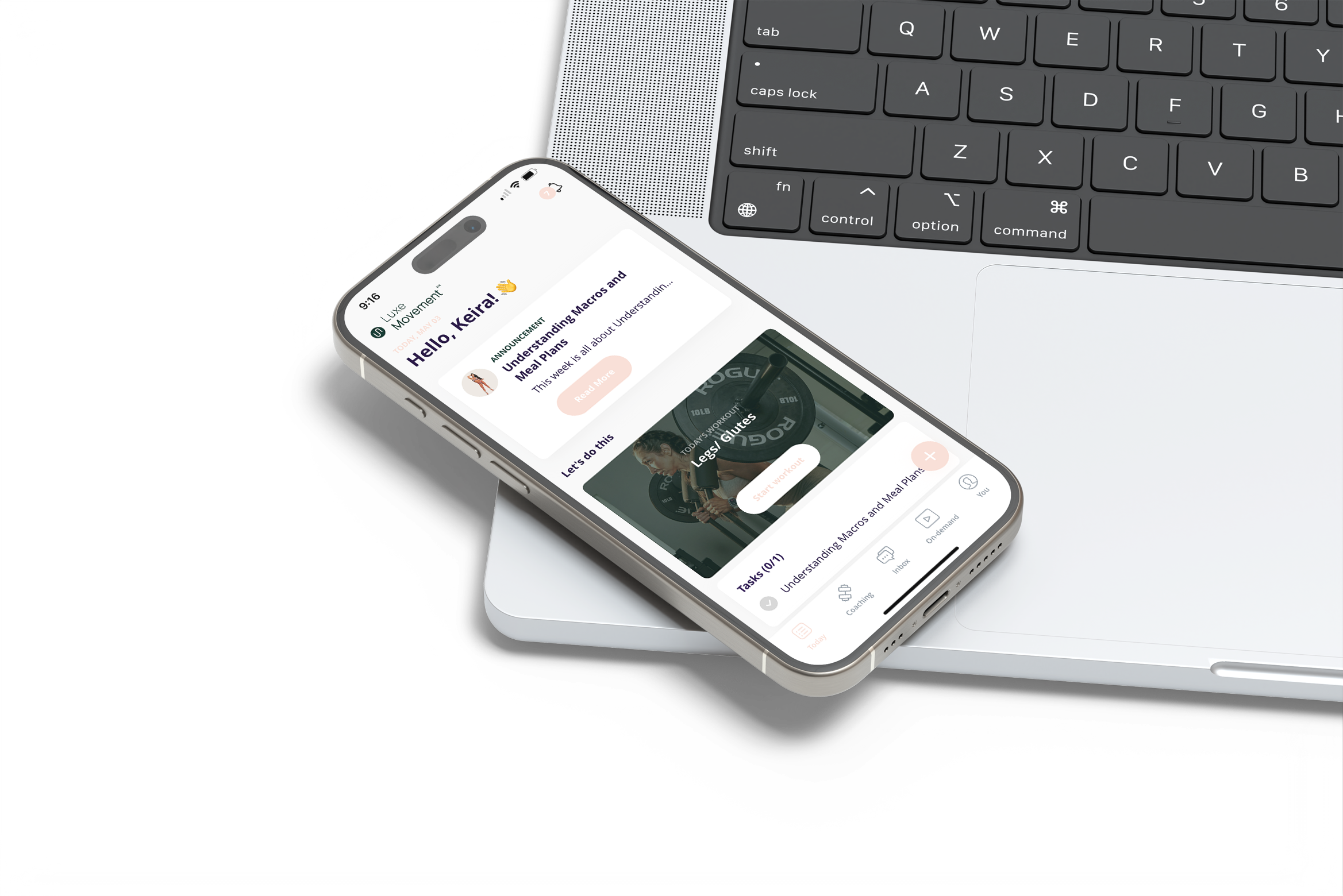 Luxe Movement Training App Preview Mockup On Laptop