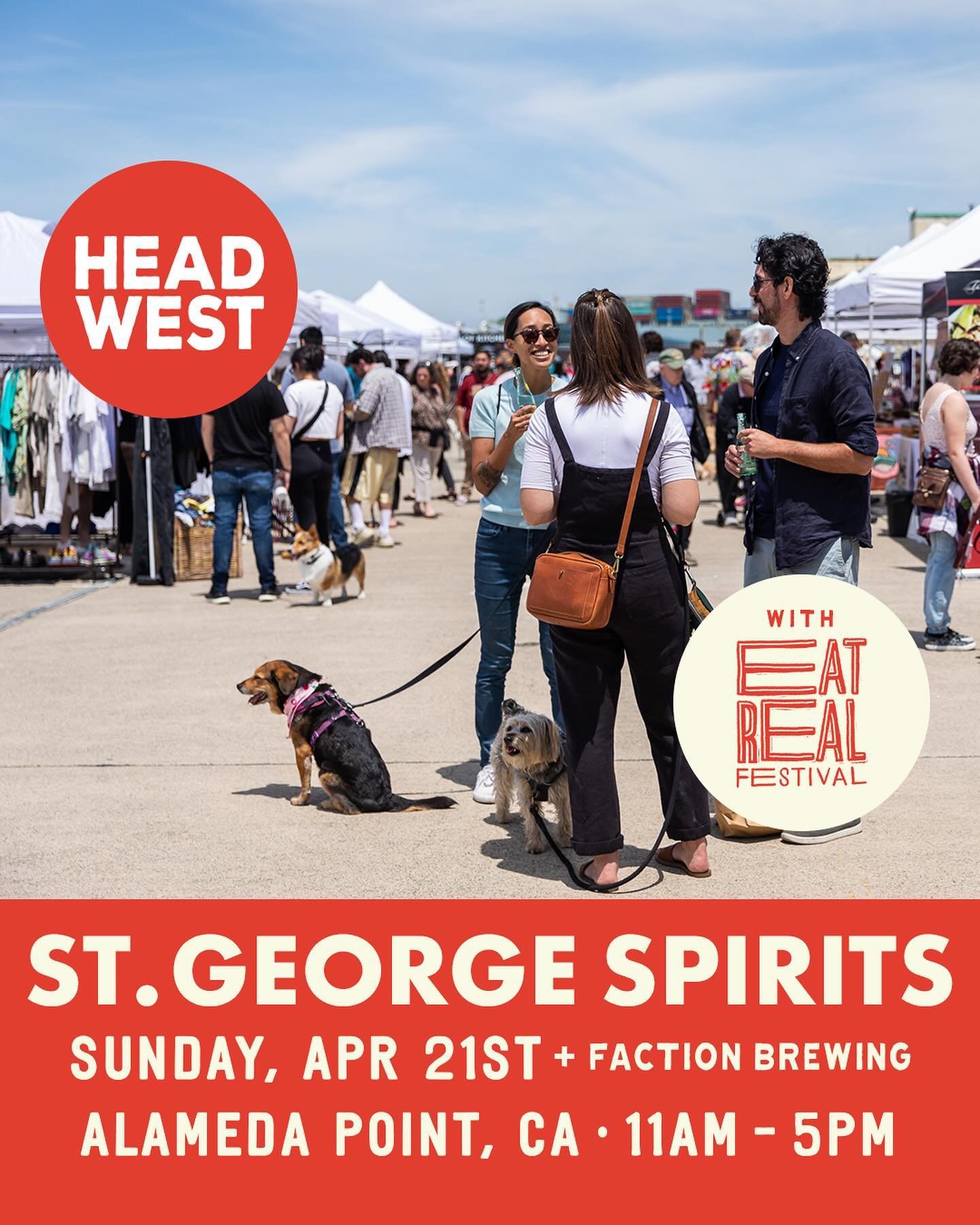 🌞HEAD WEST THIS WEEKEND | ST. GEORGE SPIRITS in ALAMEDA 🥃🍸
.
Join us under sunny skies this SUNDAY, April 21st th from 11a - 5p as we return to @stgeorgespirits in Alameda ☀️🎉
.
📍Located at 2601 Monarch St Alameda, CA ✨ (Find us at @stgeorgespir