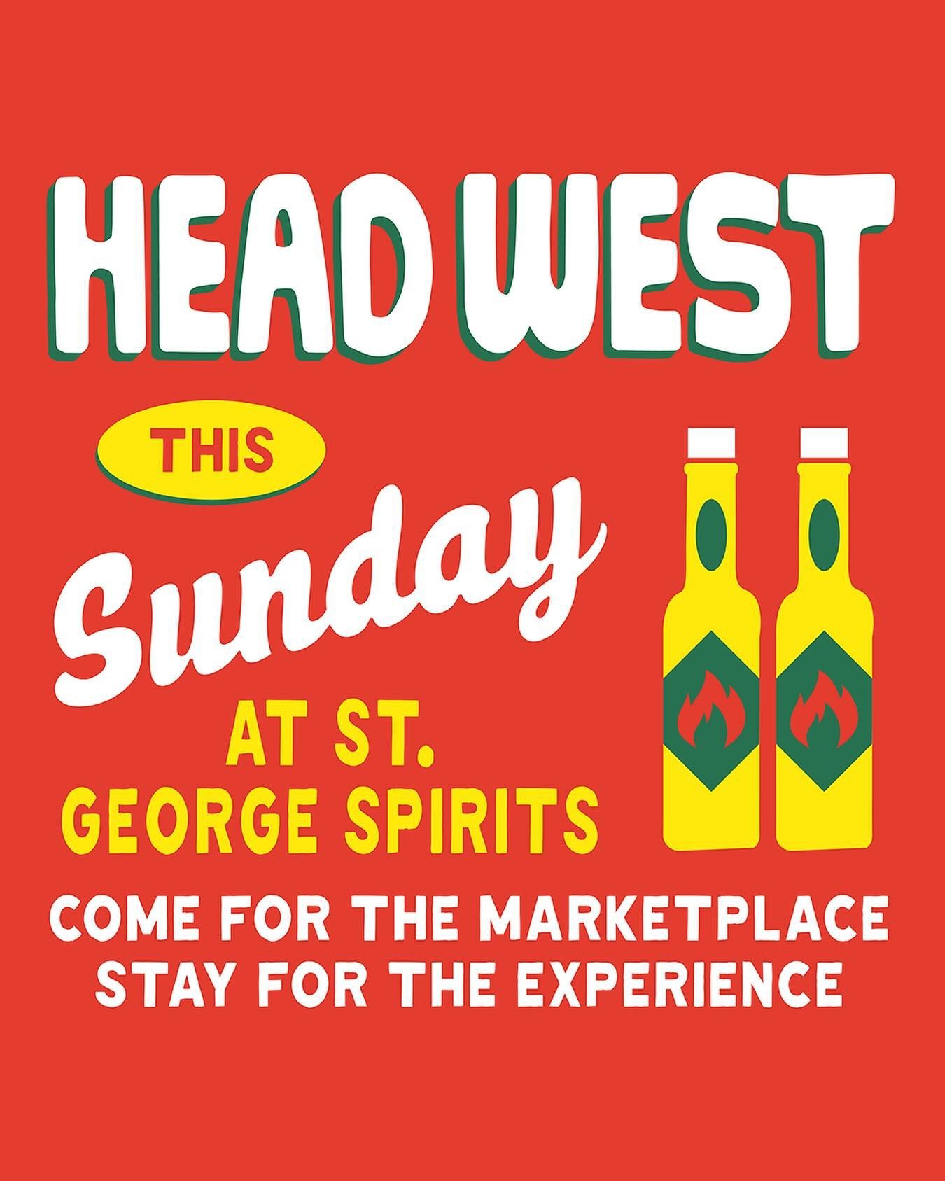 🌞HEAD WEST THIS SUNDAY🌞 
.
Join us under sunny skies this SUNDAY, April 21st th from 11a - 5p as we return to @stgeorgespirits in Spirits Alley on Alameda Point 🥃🍸
.
📍Located at 2601 Monarch St Alameda, CA ✨ (Find us at @stgeorgespirits and alon