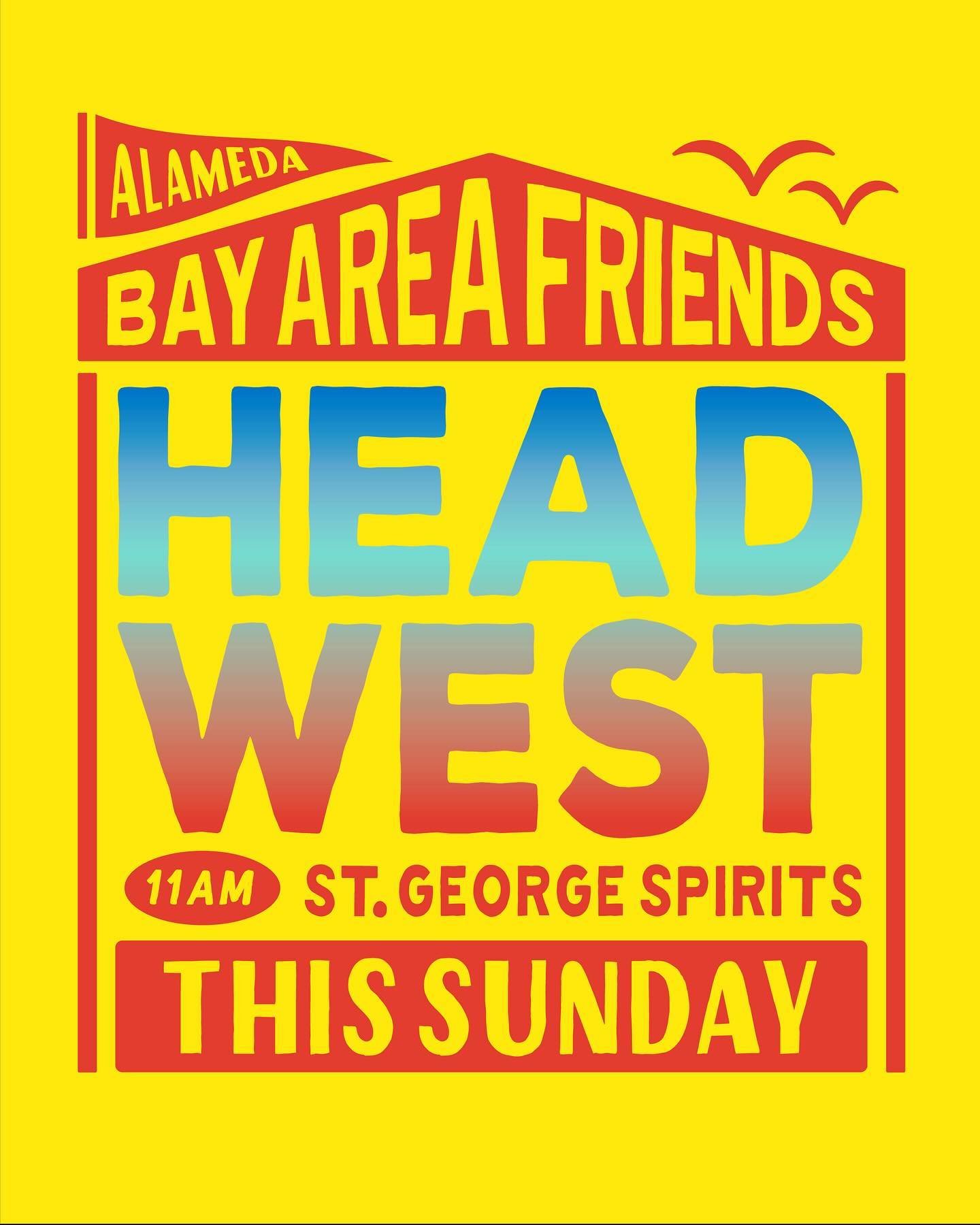 IT&rsquo;S ALMOST HERE&hellip; 
.
The perfect East Bay Sunday with HEAD WEST! 🌞 Join us under sunny skies this SUNDAY, April 21st th from 11a - 5p as we return to @stgeorgespirits in Spirits Alley on Alameda Point 🥃🍸
.
📍Located at 2601 Monarch St