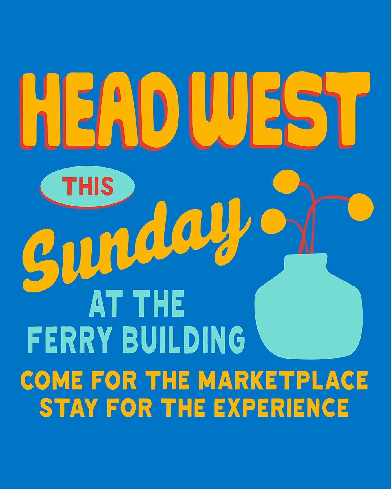 🌞 HEAD WEST THIS SUNDAY 🌞
.
 JOIN US this Sunday, May 5th from 11am - 5pm for the return of HEAD WEST at the iconic SF @ferrybuilding 🌁⛴️ 
.
Shop Small from over 50 Local Makers, Merchants, Crafters, Designers &amp; Artists &mdash; right on the Ba
