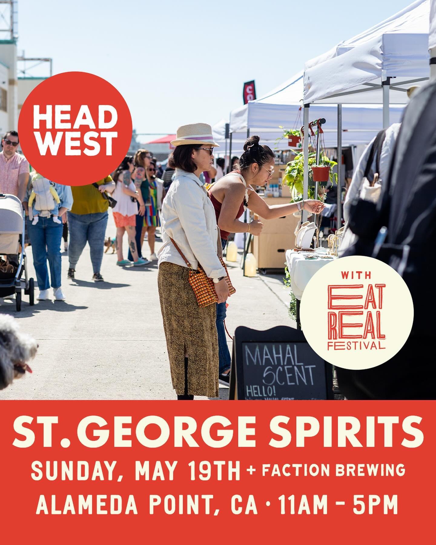🌞 HEAD WEST THIS SUNDAY | St. George Spirits in Alameda 🌞
.
Come out and join us in the sunshine this SUNDAY, May  19th from 11a - 5p as we return to Alameda Point for HEAD WEST at @stgeorgespirits 🍸🥃✨
.
📍Located at 2601 Monarch St Alameda, CA ✨