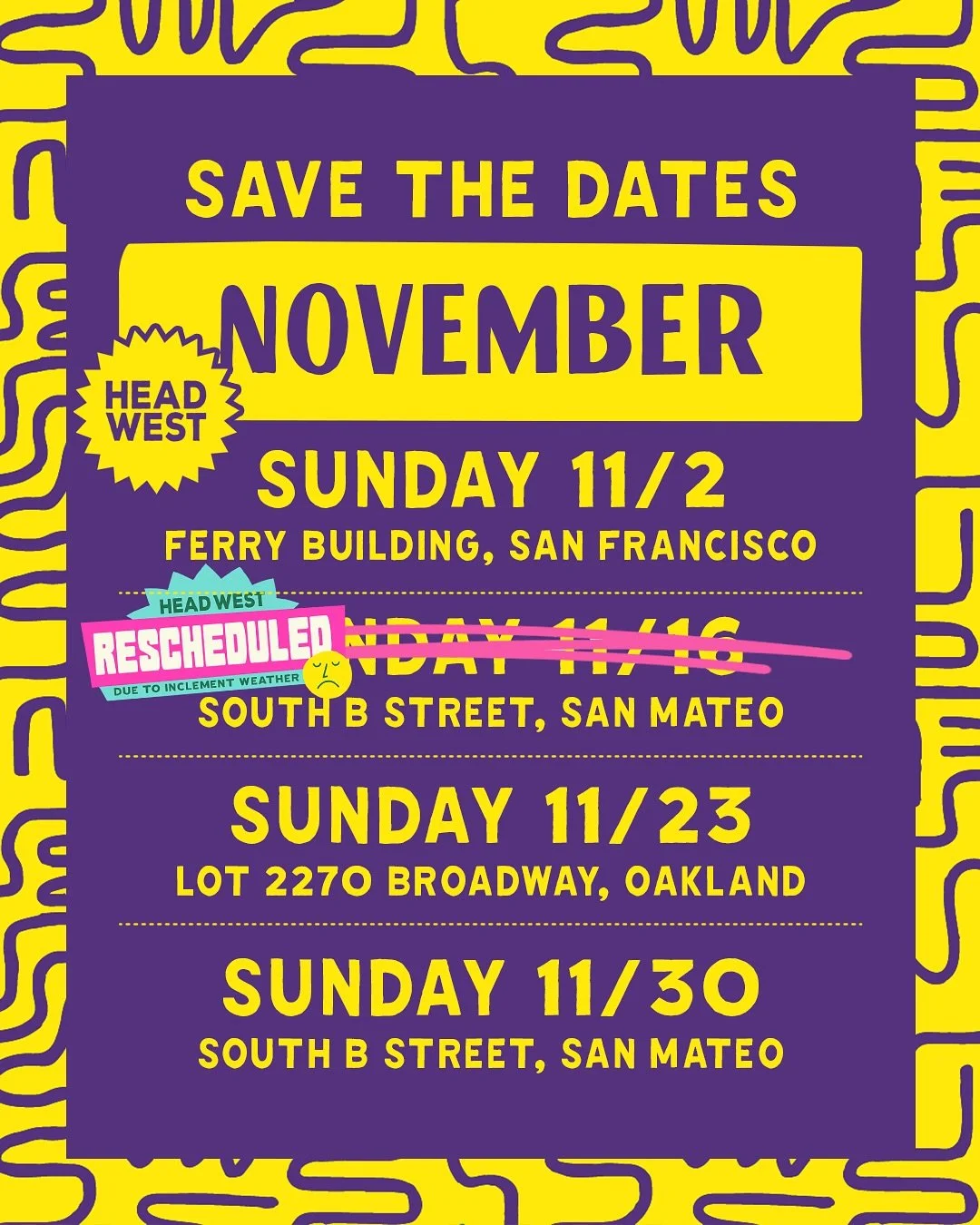 UPDATES: HEAD WEST | November 2025 🌞🍁
.
After this rain we&rsquo;ll be SO READY to finish the month on a high note with 2 upcoming dates to help you shop small for the holidays and beyond &mdash; including the launch of our NEW East Bay venue in OA