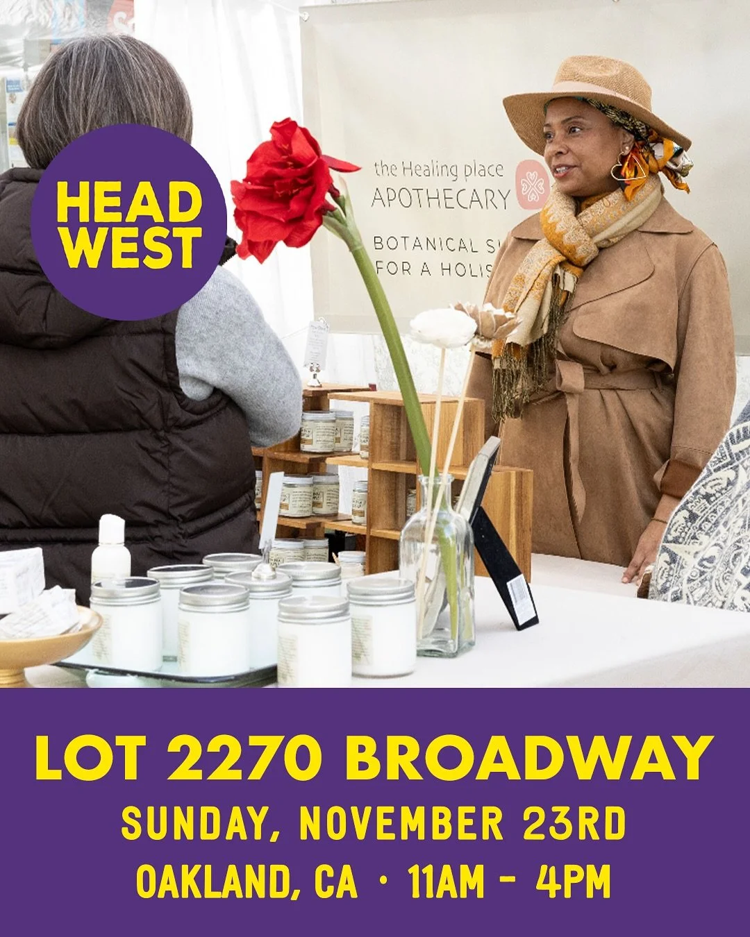 HEAD WEST THIS SUNDAY | LOT 2270 BROADWAY in OAKLAND 🍁
.
Join us for a ✨NEW✨ Marketplace kickoff as HEAD WEST heads to Northlake, Oakland to celebrate the season with our East Bay friends &mdash; This SUNDAY, November 23rd from 11am - 4pm | In partn