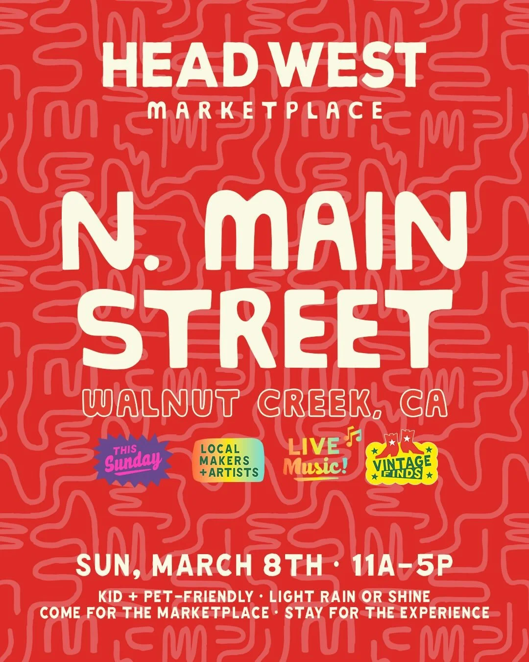 🌞HEAD WEST THIS SUNDAY | N. MAIN STREET in WALNUT CREEK 🌳⛲️
.
Join us in sunny Walnut Creek, CA @walnutcreekdowntown as we return to N. Main Street with our first of 4 Seasonal Marketplace dates in 2026!
.
📍Find us all along N. MAIN STREET, from B